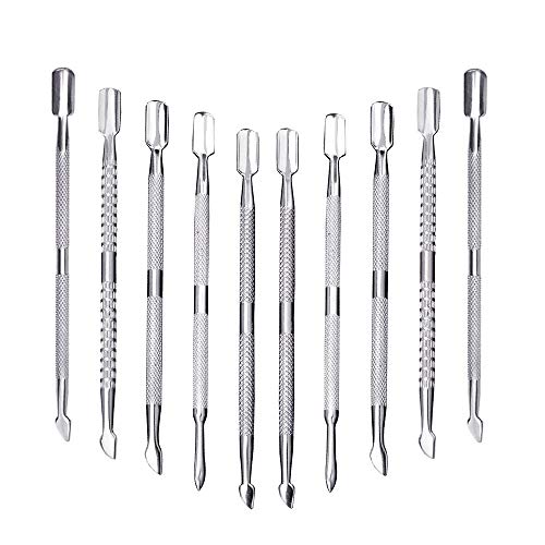 10Pcs Cuticle Pusher Remover and Cutter, Creatiee Double Ended Stainless Stee...