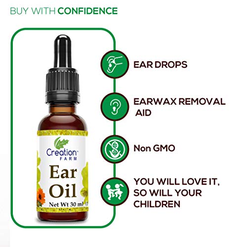 Creation Farm Ear Drops, Herbal Oil Relief for Earwax Removal, Earache Soothi...