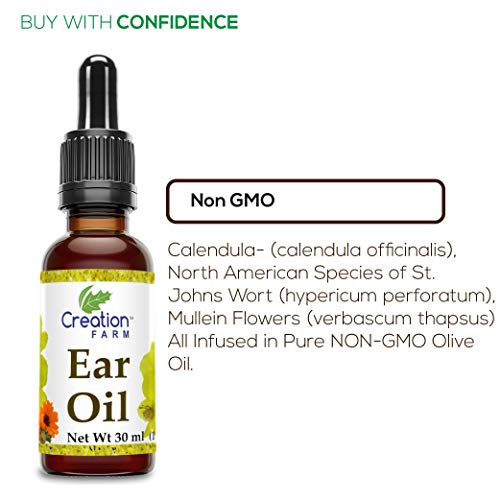 Creation Farm Ear Drops, Herbal Oil Relief for Earwax Removal, Earache Soothi...