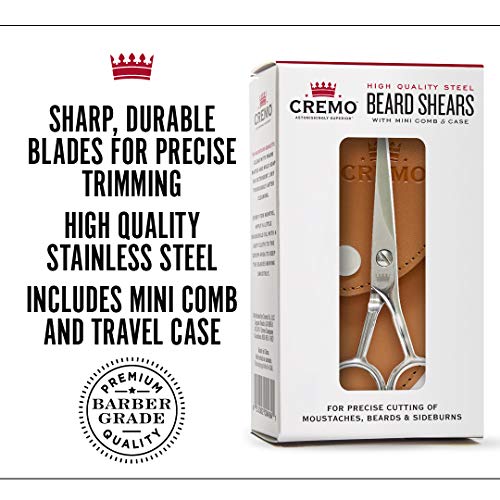 Cremo Beard and Mustache Stainless Steel Shears With Synthetic Leather Carryi...