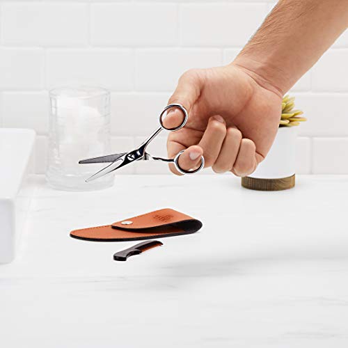 Cremo Beard and Mustache Stainless Steel Shears With Synthetic Leather Carryi...