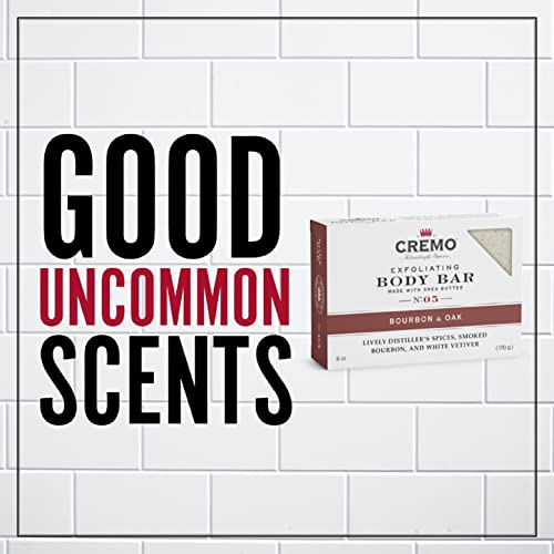 Cremo Exfoliating Body Bar, Bourbon & Oak, 6 Ounce (Pack of 3)