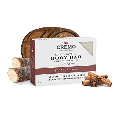 Cremo Exfoliating Body Bar, Bourbon & Oak, 6 Ounce (Pack of 3)