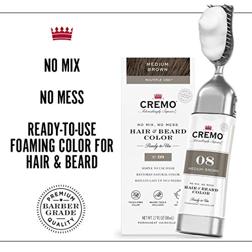 Cremo No Mix No Mess Hair and Beard Color, Medium Brown, 1 Count, (Pack of 1)