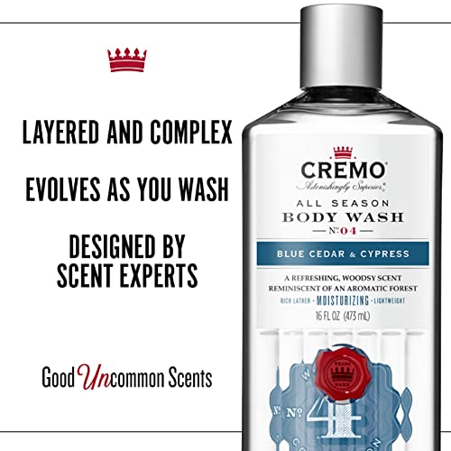 Cremo Rich-Lathering Blue Cedar & Cypress Body Wash, A Woodsy Scent with Note...