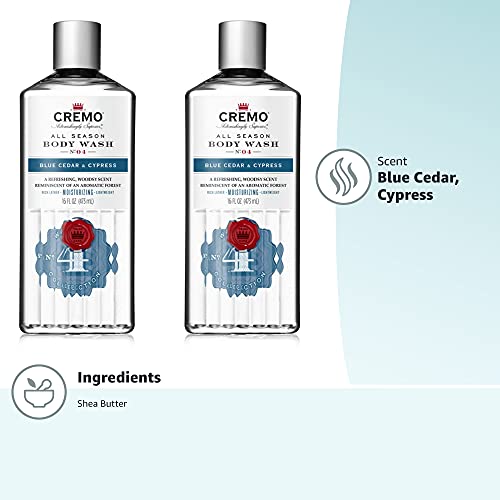 Cremo Rich-Lathering Blue Cedar & Cypress Body Wash, A Woodsy Scent with Note...