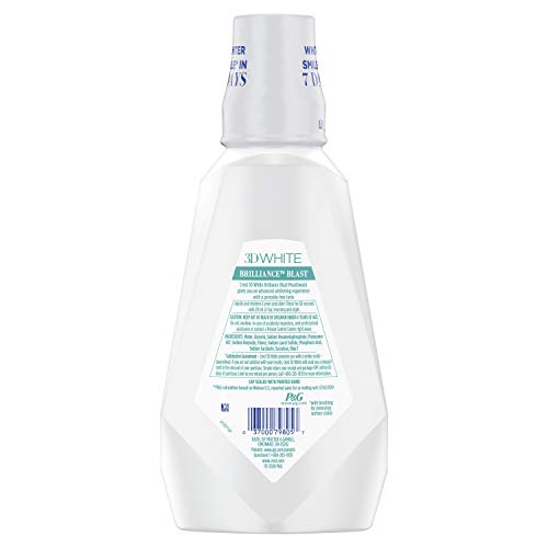 Crest 3D White Brilliance Blast Mouthwash, Energizing Mint, 1 L (33.8 Fl Oz)