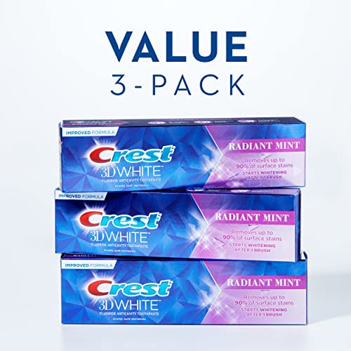 Crest 3D White Toothpaste Radiant Mint, 4.1 Ounce (Pack of 3)