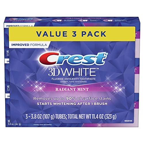 Crest 3D White Toothpaste Radiant Mint, 4.1 Ounce (Pack of 3)