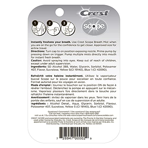 Crest Scope | Two 2-Pack Mint Breath Mist Sprays (4 Total Sprays) - 0.24 ounc...