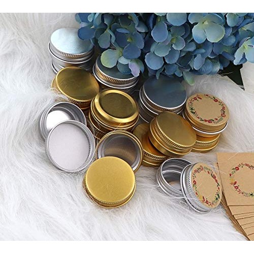 31 pcs Screw Top Aluminum Tin Jars Tins Empty Container with Screw Lid and Bl...