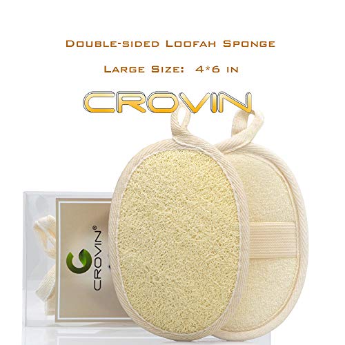 Crovin Loofah Pads - Exfoliating Loofah Body Scrubber 100% Natural Bath Spong...