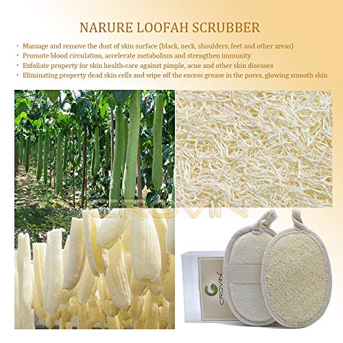 Crovin Loofah Pads - Exfoliating Loofah Body Scrubber 100% Natural Bath Spong...