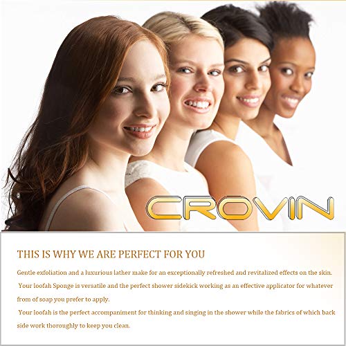 Crovin Loofah Pads - Exfoliating Loofah Body Scrubber 100% Natural Bath Spong...