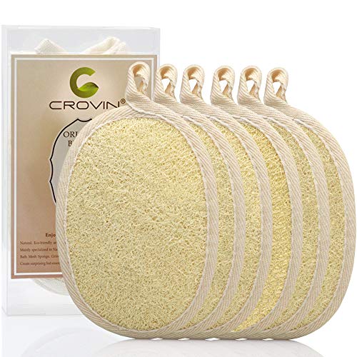 Crovin Loofah Pads - Exfoliating Loofah Body Scrubber 100% Natural Bath Spong...
