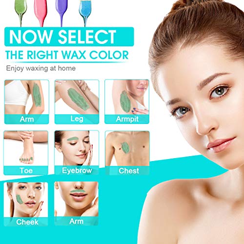 Waxing Kit for Women Men, Crskiy Wax Warmer Hair Removal Kit, with 4 Flavors ...