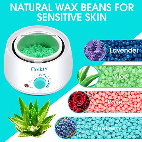 Waxing Kit for Women Men, Crskiy Wax Warmer Hair Removal Kit, with 4 Flavors ...
