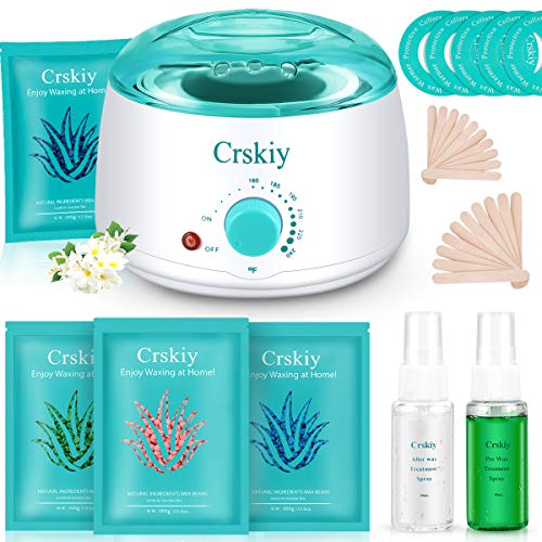 Waxing Kit for Women Men, Crskiy Wax Warmer Hair Removal Kit, with 4 Flavors ...