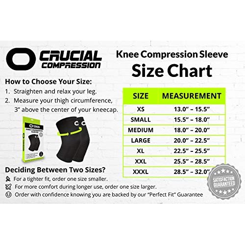 Crucial Compression Knee Sleeve (1 Pair) - Best Knee Braces for Knee Pain for...