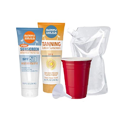 Cruise Flask Hidden Flask - Sunscreen and Tanning Lotion Set - Includes 2 8oz...