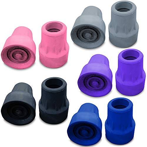 Steel-Reinforced 7/8" Crutch Tips - 1 Pair (Gray)