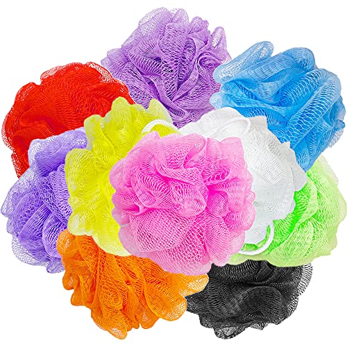 10 Pack Mesh Bath Sponges,Soft Bath Shower Loofah Sponge,Colorful Exfoliating...