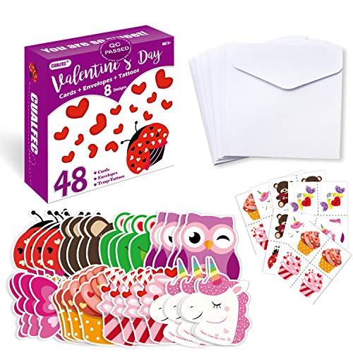 Valentine's Day Cards for Kids Valentines Cards Set with Temporary Tattoos an...