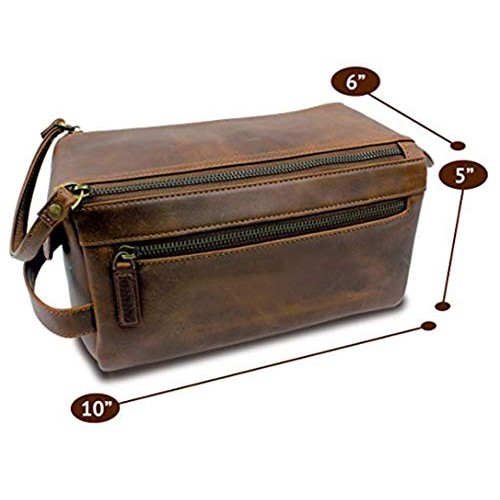 Leather Toiletry Bag for Men, Makeup Travel Toiletry Organizer Large Dopp Kit...