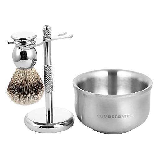 Cumberbatch Men's Wet shaving Kit, Silvertip Badger Shaving Brush, Hand Polis...