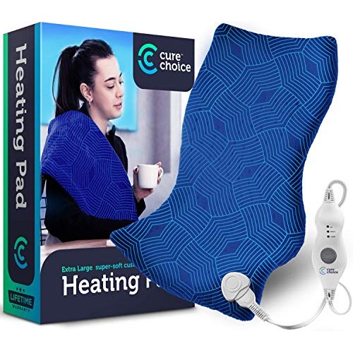 Cure Choice Large Electric Heating Pad for Back Pain Relief + Storage Pouch, ...