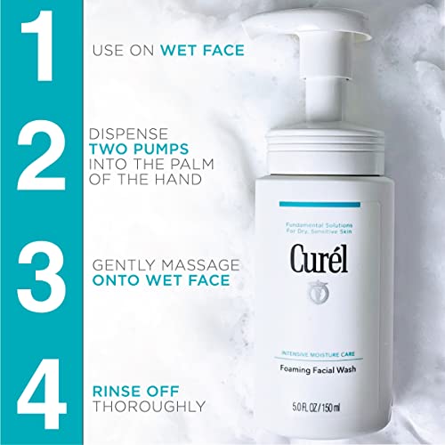 Curel Foaming Daily Face Wash for Sensitive Skin, Hydrating Facial Cleanser f...
