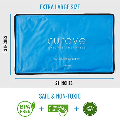 Extra Large Hot and Cold Therapy Gel Pack with Cover by Cureve (21" x 13") - ...