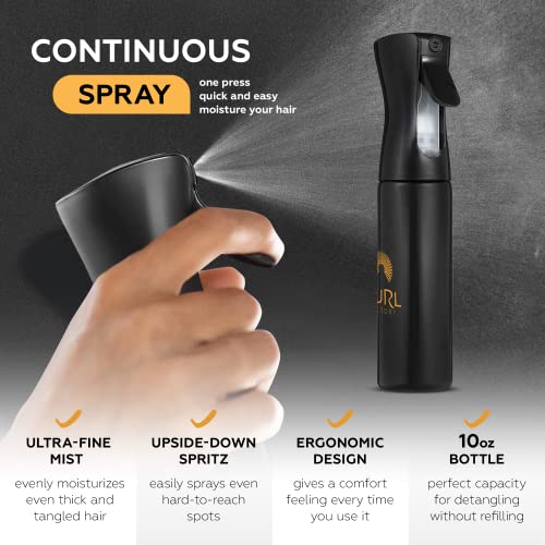 3pcs Detangling Comb and Brush Set for Curly Hair with Spray Bottle Continuou...