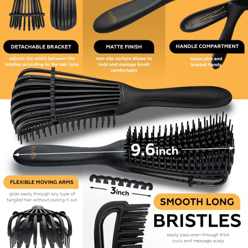 3pcs Detangling Comb and Brush Set for Curly Hair with Spray Bottle Continuou...