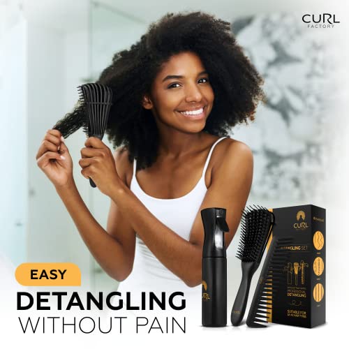 3pcs Detangling Comb and Brush Set for Curly Hair with Spray Bottle Continuou...