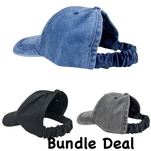 CurlCap Natural Hair Backless Cap – Satin Lined Baseball Hat for Women (Black...