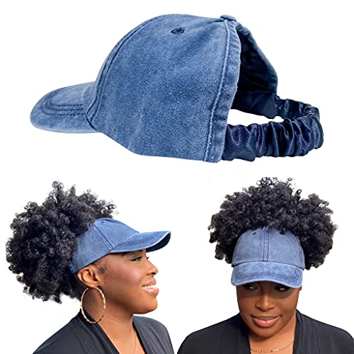CurlCap Natural Hair Backless Cap – Satin Lined Baseball Hat for Women (Black...