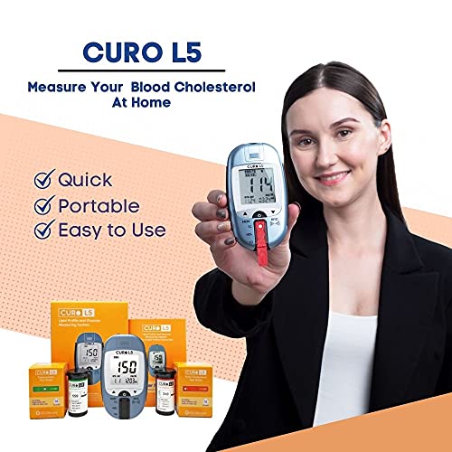 CUROfit Home Blood Cholesterol Test Kit - CURO L5 Digital Meter - (10 Total C...