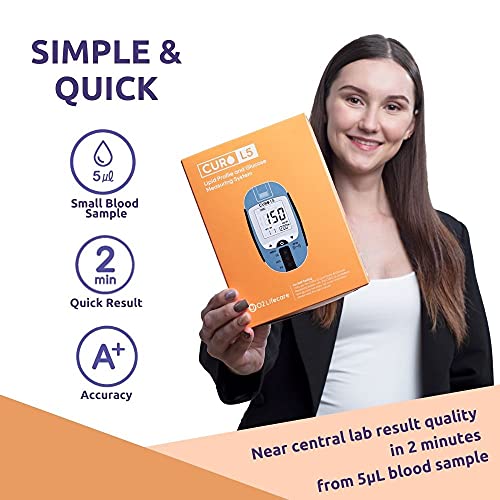 CUROfit Home Blood Cholesterol Test Kit - CURO L5 Digital Meter - (10 Total C...