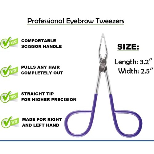 PROFESSIONAL Salon TWEEZERS with Easy Scissor Handle, The BEST PRECISION EYEB...
