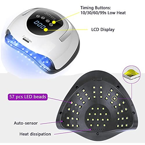 UV LED Nail Lamp for Gel Polish 220W Fast Gel Nail Polish Professional Dryer ...