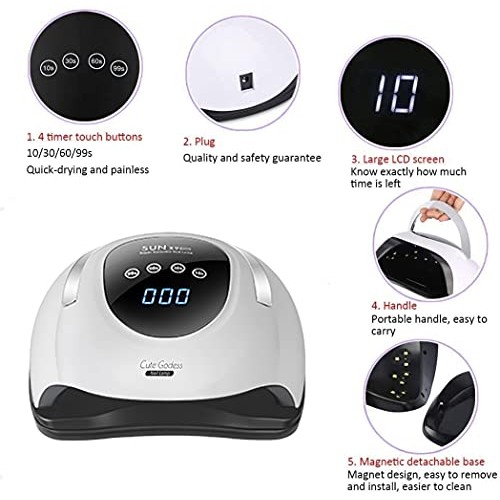 UV LED Nail Lamp for Gel Polish 220W Fast Gel Nail Polish Professional Dryer ...