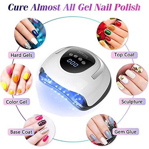 UV LED Nail Lamp for Gel Polish 220W Fast Gel Nail Polish Professional Dryer ...