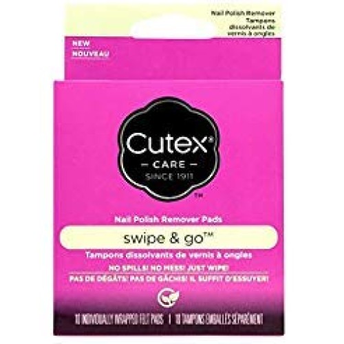 Cutex Care Swipe and Go Nail Polish Remover Pads, 10 Count
