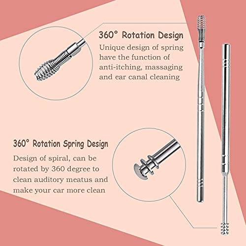 Cuticuter Spring Ear Wax Cleaner Tool Set - Portable Ear Wax Cleaning Kit, St...