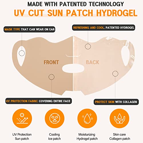 SHIONLE Sun Protection Under Face Mask Area Cooling Patch with Earloops for G...