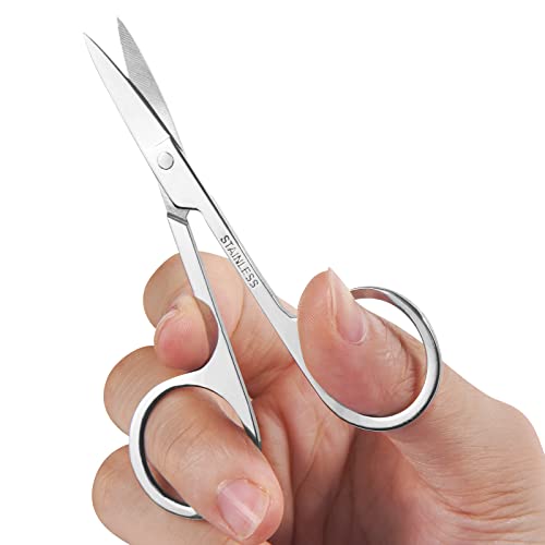Cuttte 2pcs Grooming Scissors, Stainless Steel Eyebrow and Nose Hair Scissors...