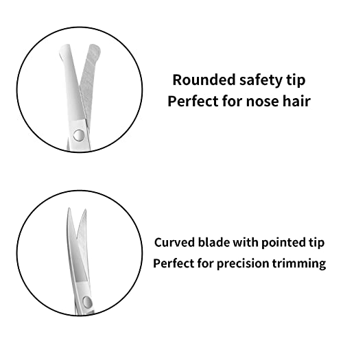 Cuttte 2pcs Grooming Scissors, Stainless Steel Eyebrow and Nose Hair Scissors...