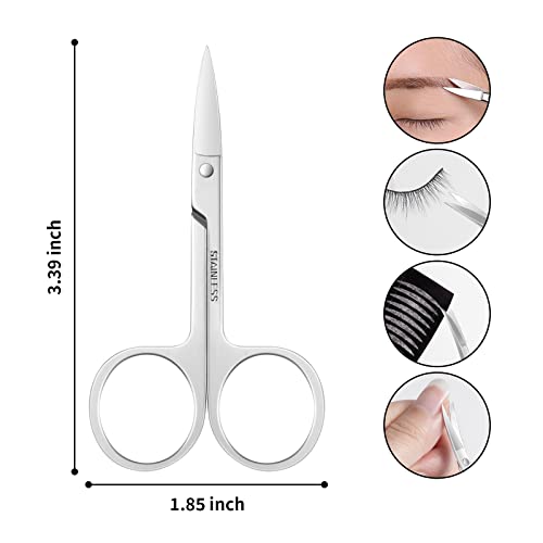 Cuttte 2pcs Grooming Scissors, Stainless Steel Eyebrow and Nose Hair Scissors...
