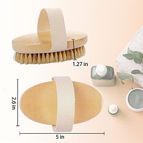 2 Pack Bath Brushes for Exfoliating and Cleaning,Oval Bamboo Brush,Natural So...